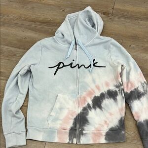 PINK Tie-Dye Hoodie with Script Logo